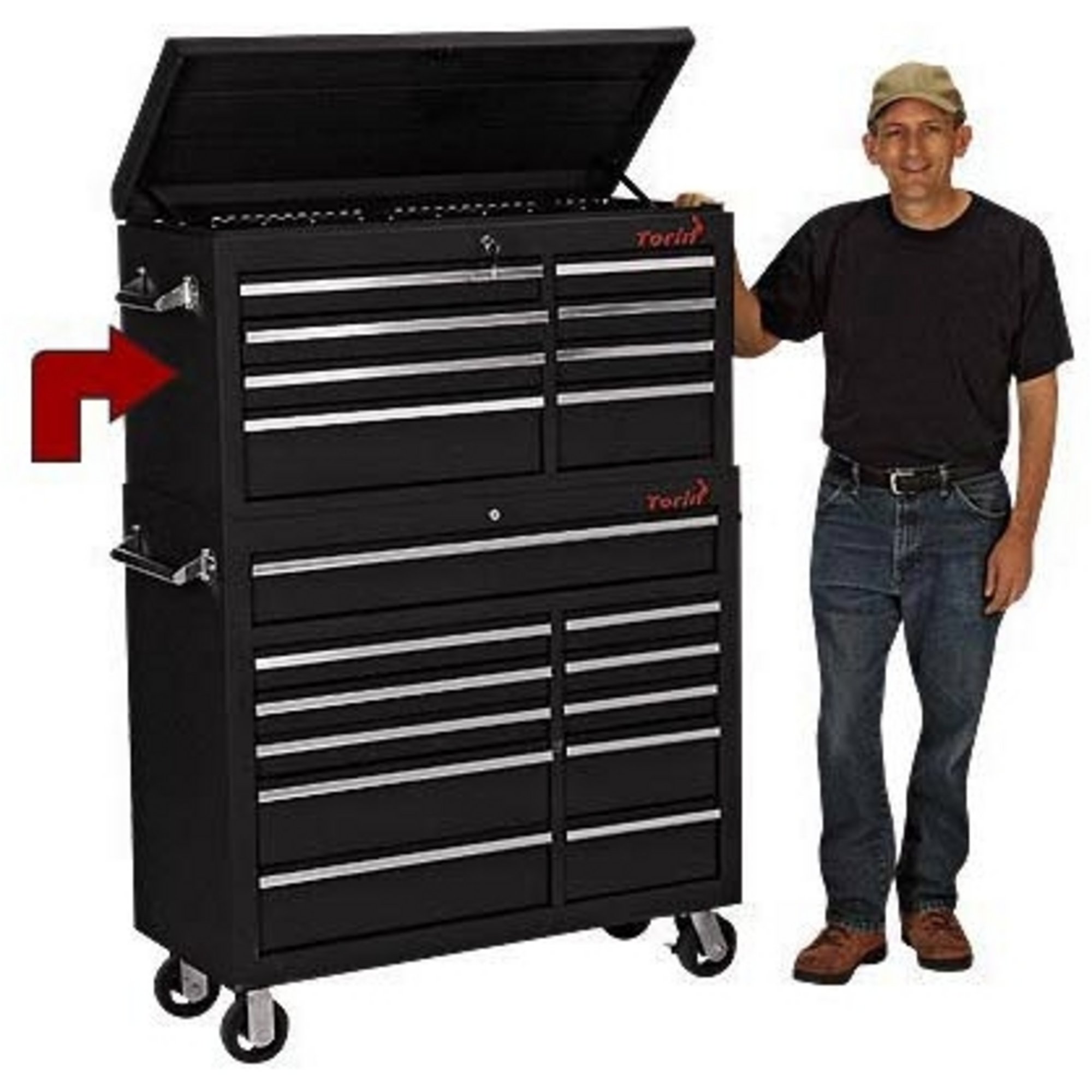 Torin 42in. Top 8-Drawer Tool Chest — 41 3/8in.W x 17 1/2in.D x 21 3/4in.H, Model# TBT4408X
